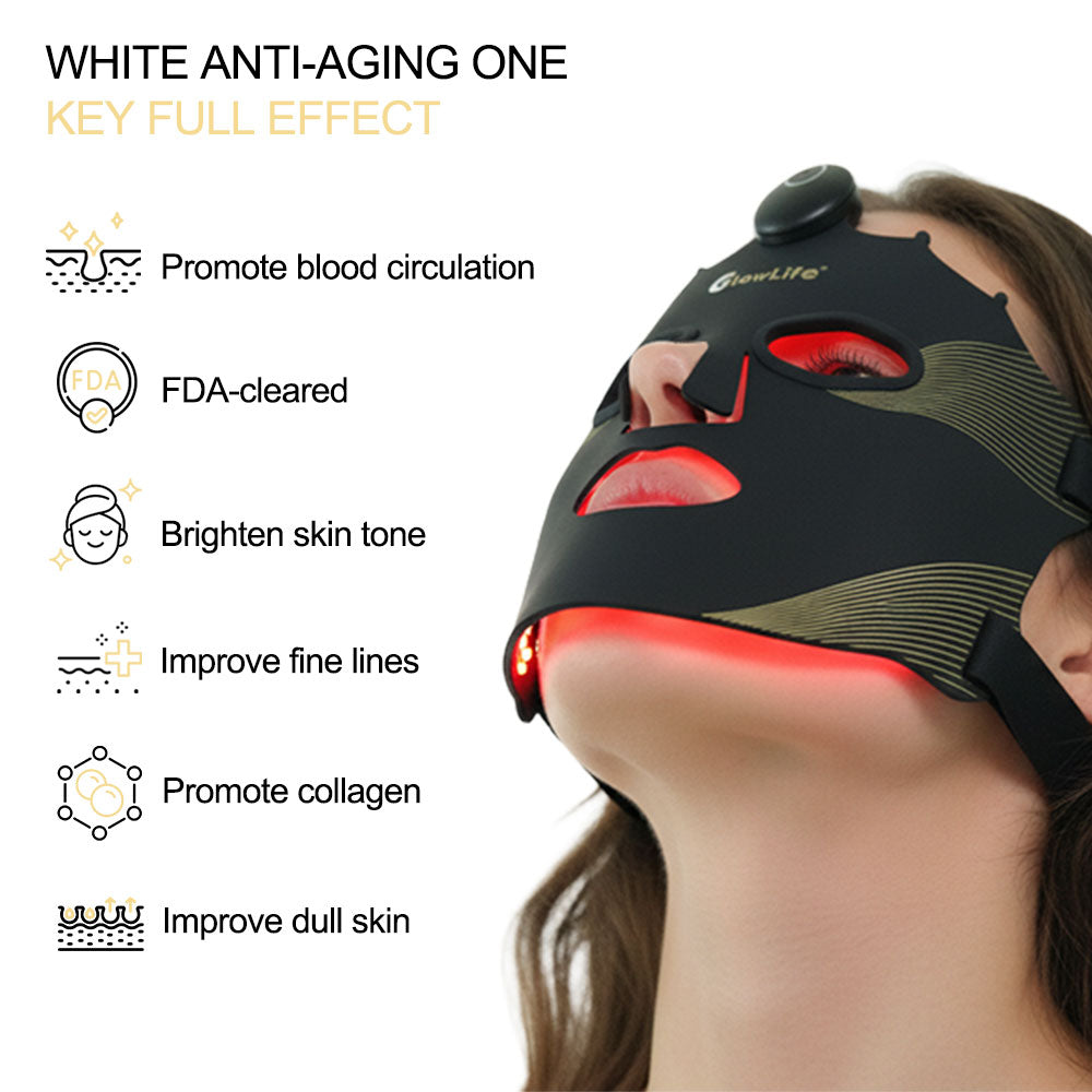 LED light therapy mask for face and neck coverage with soft silicone comfort