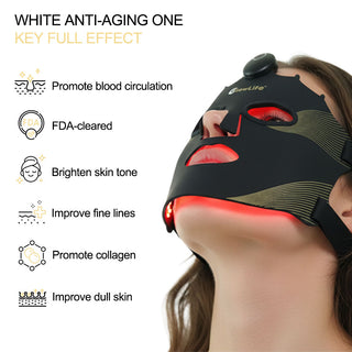 LED light therapy mask for face and neck coverage with soft silicone comfort