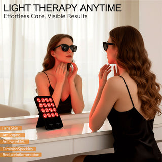 3-color LED light therapy panel with blue yellow and red light for targeted skin care