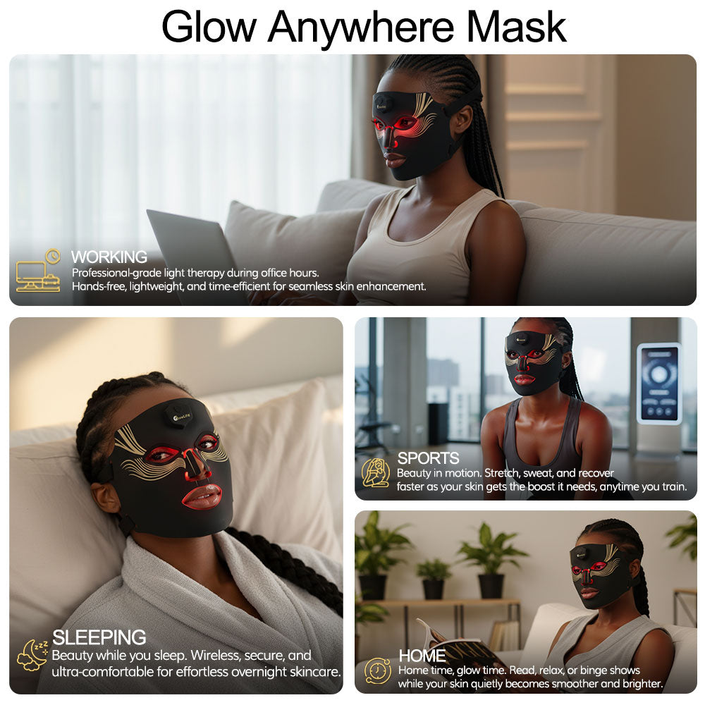 Cordless Diamond Edition LED mask used during an at-home skincare routine