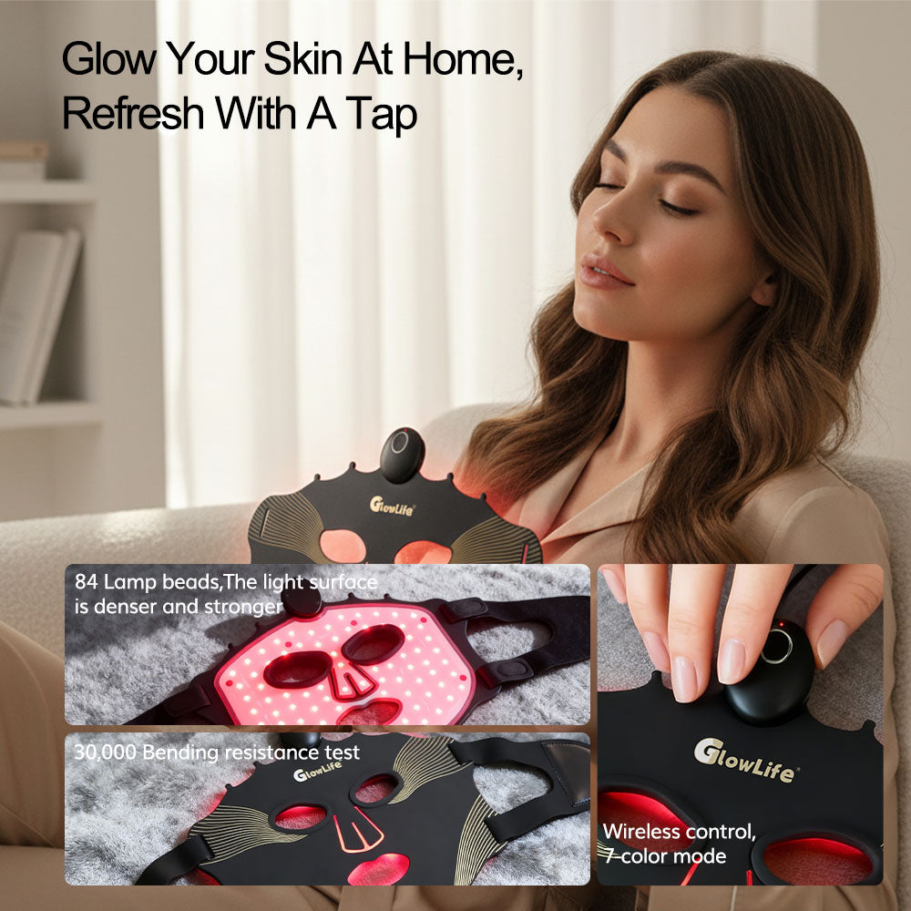 7-color LED light therapy mask for wrinkles acne dullness redness and uneven tone