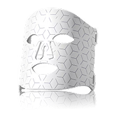 Standard white face-only LED mask comparison showing rigid front shell without neck coverage or straps