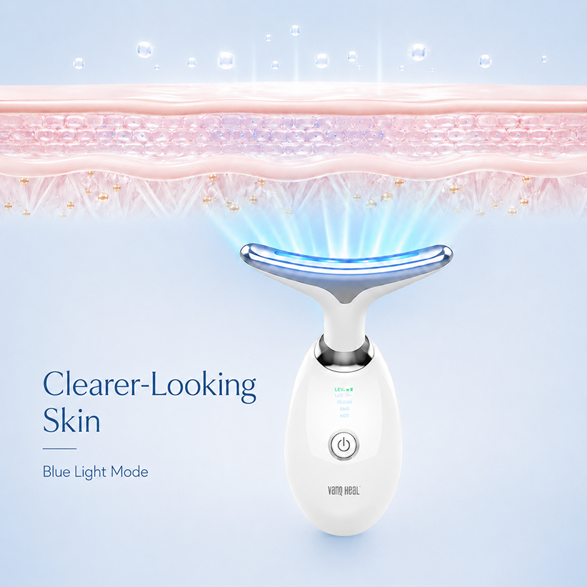 VanqHeal blue light facial wand mode for clearer-looking skin and oil-balance support