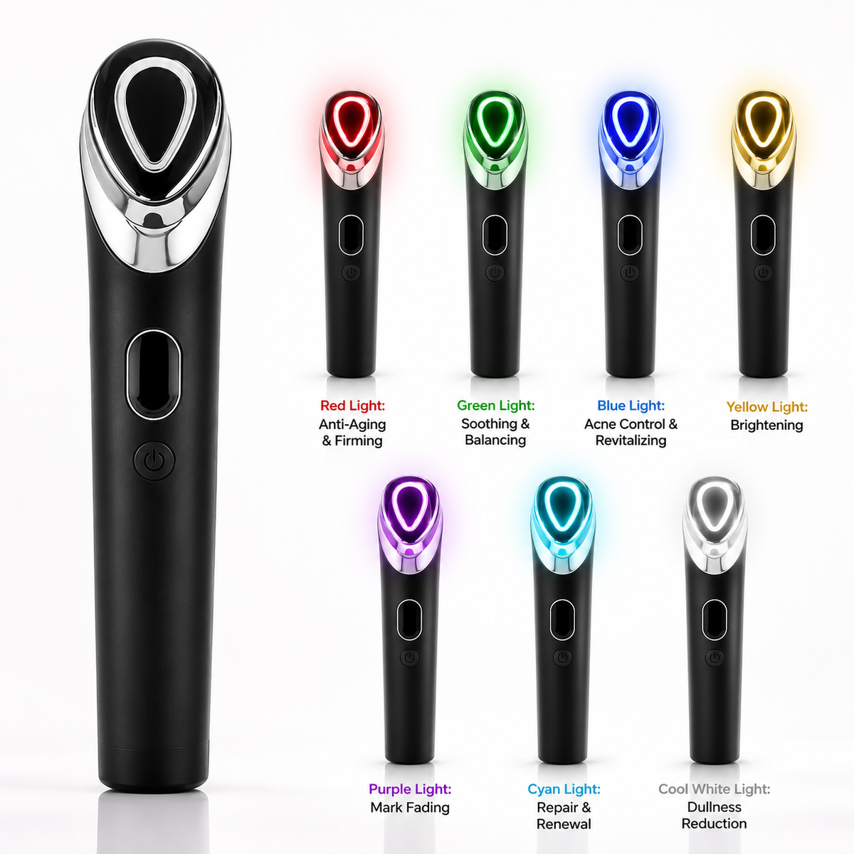 7-wavelength LED light therapy facial massager for anti-aging brightening and acne care