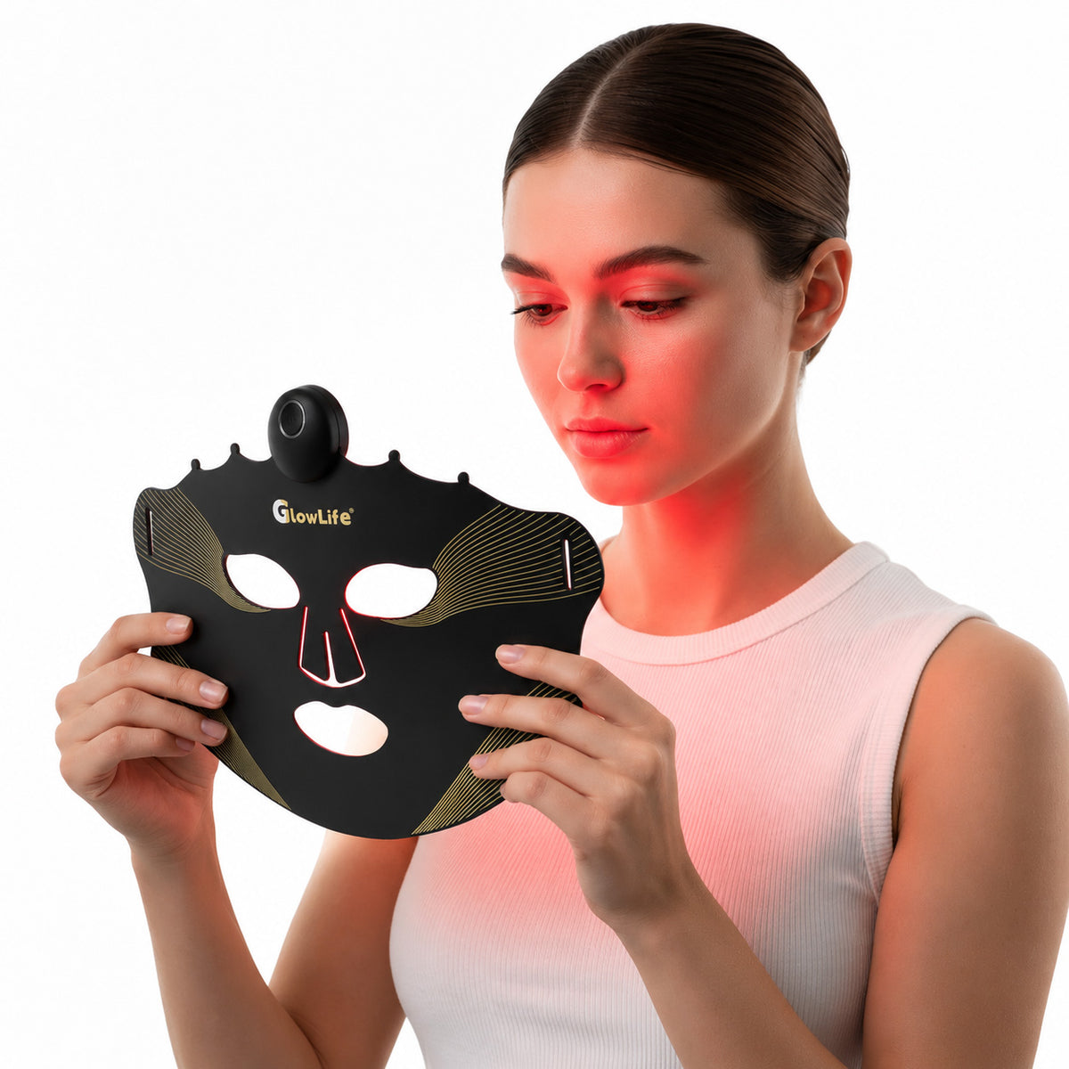 Soft silicone LED mask designed for comfortable red light therapy at home