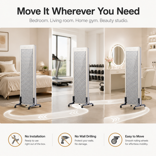 At-home LED light therapy panel for 10 to 20 minute daily wellness routines
