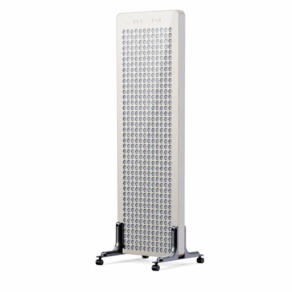 VanqHeal E96A LED panel with floor stand power adapter protective eyewear and manual