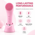 Electric facial cleansing brush specs: 400mAh battery, 5W, 3.7V, 60-minute use and 1-hour charging.