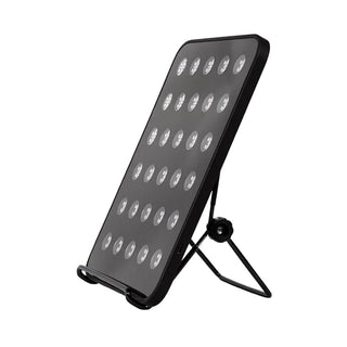 Adjustable LED light therapy panel with hands-free stand for home skincare routine