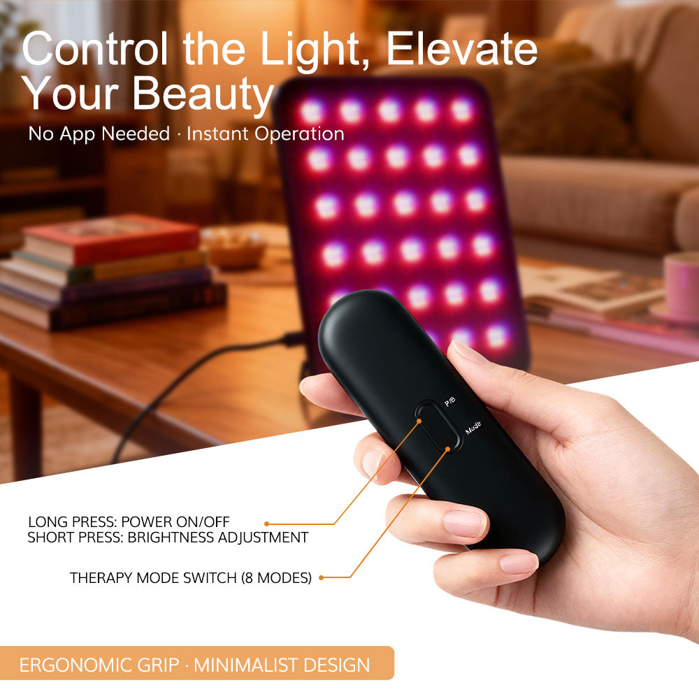 Red light therapy panel with smart controller brightness adjustment and 8 light modes