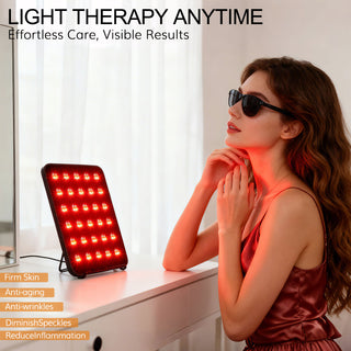 Red light therapy at home for face neck firm skin anti-aging and visible glow