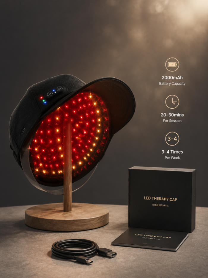 VanqHeal red light therapy hat with 200 LEDs 660nm 850nm light and 2000mAh battery