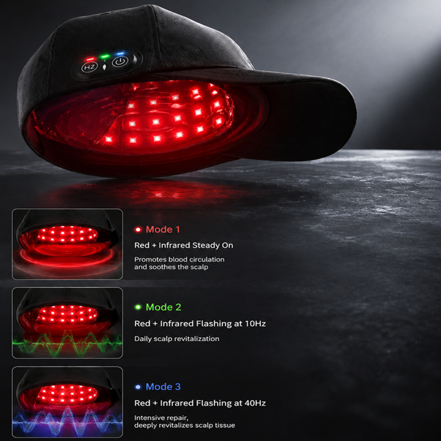200 LED red light therapy cap with full scalp and hairline coverage