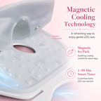 Innovative cooling technology for LED face mask care with magnetic fit and soft silicone comfort
