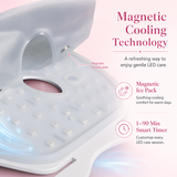 Innovative cooling technology for LED face mask care with magnetic fit and soft silicone comfort