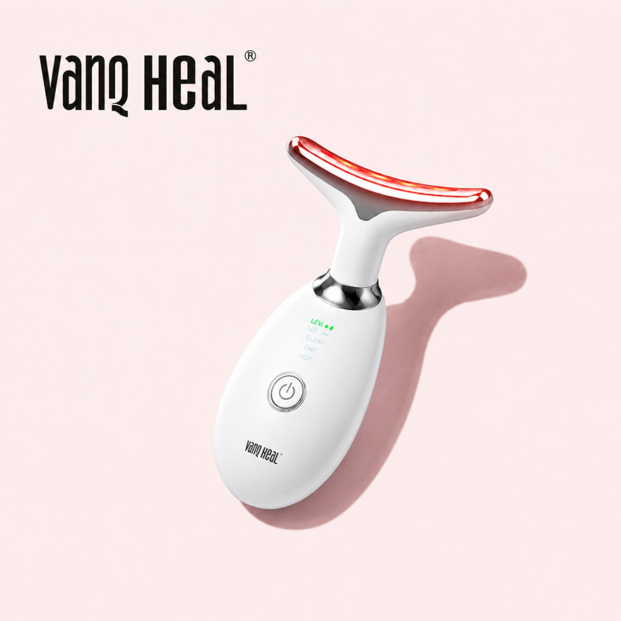 VanqHeal Mini Facial Sculpting Wand with red LED light, stainless massage head and power button