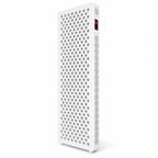 VanqHeal XPro seven-wavelength red light therapy panel with a white housing, front LED array and side touchscreen.