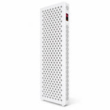 VanqHeal XPro seven-wavelength red light therapy panel with a white housing, front LED array and side touchscreen.