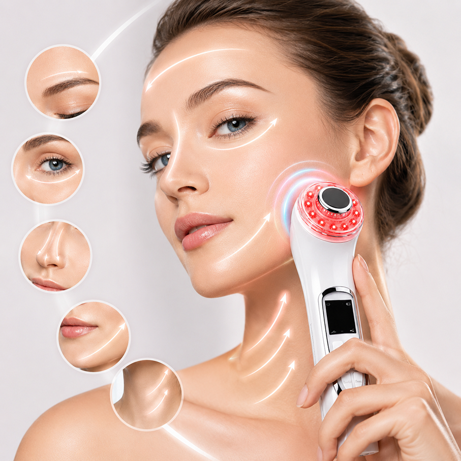 LED light therapy facial device for cheeks glow boost and skin renewal at home