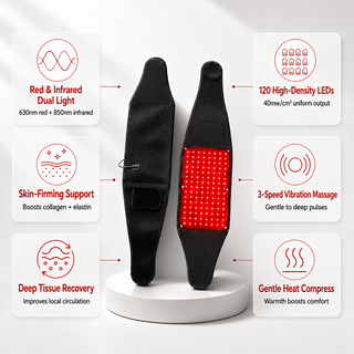 Warm massage red light therapy belt for lower back stiffness and daily relaxation
