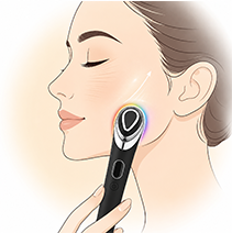 LED light therapy facial massager helps reduce the look of fine lines and wrinkles