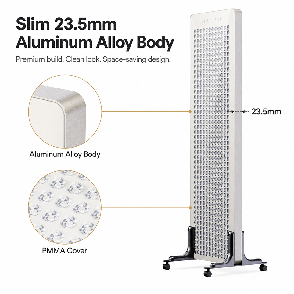 Slim 23.5mm aluminum alloy red light panel with premium PMMA LED cover