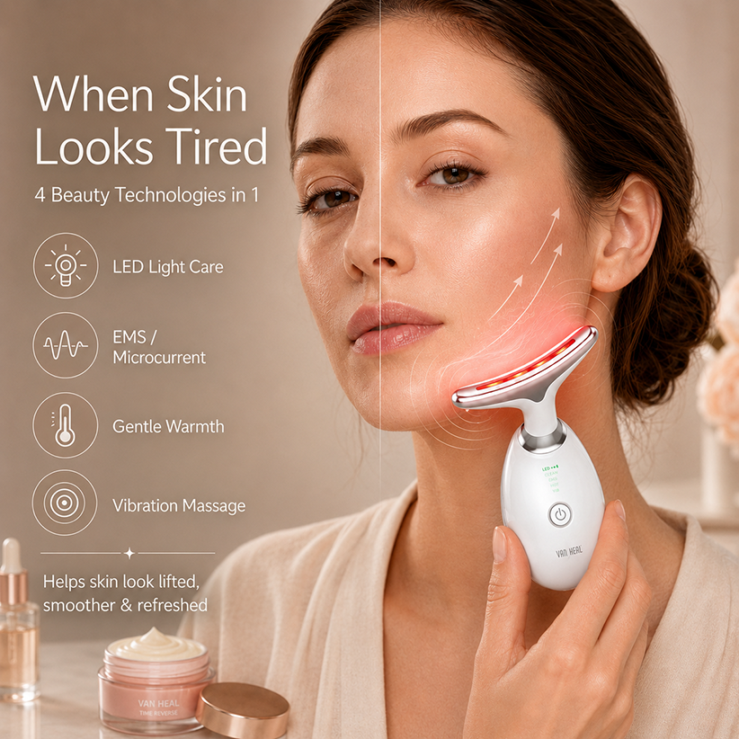 VanqHeal facial wand with LED light care EMS microcurrent warmth and vibration massage