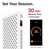 VanqHeal XPro touchscreen timer graphic showing one-minute increments up to a 30-minute countdown.