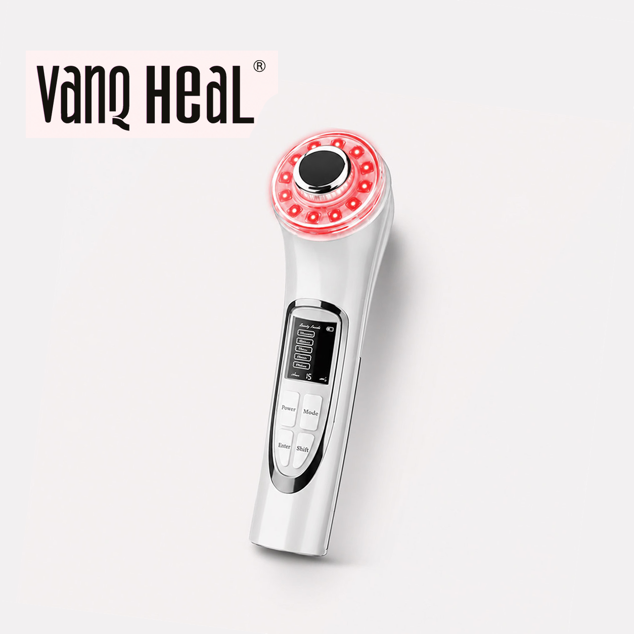 VanqHeal E35 3-color LED facial massager with red light therapy and sonic vibration